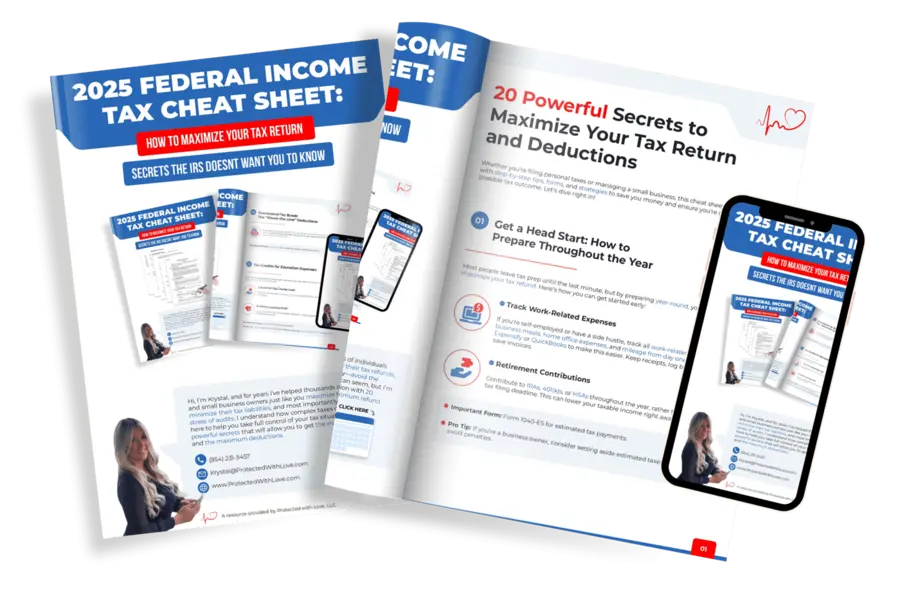 Federal income tax cheat sheet preview pages